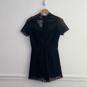 Short Lace Black zipp up Romper